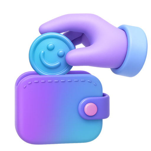 3D icon of hands filling a wallet with coins to illustrate maximizing lifestyle rewards and cash savings.