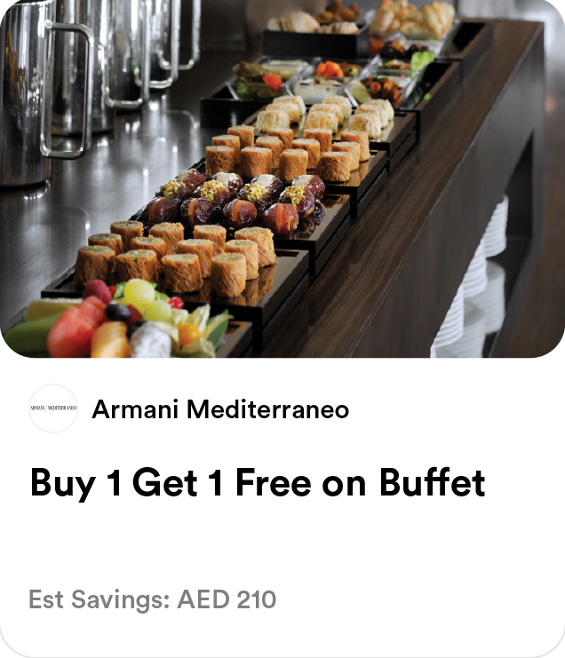 Armani Mediterraneo - Buy 1 Get 1 Free on Buffet