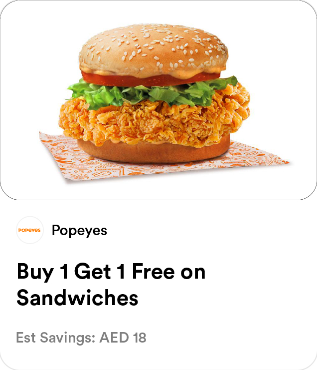 Popeyes - Buy 1 Get 1 Free on Sandwiches