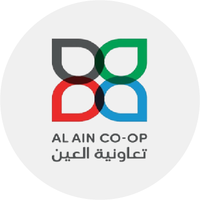 Al Ain Coop logo highlighting top grocery partners for online grocery delivery and supermarket discounts on the Smiles app in the UAE.