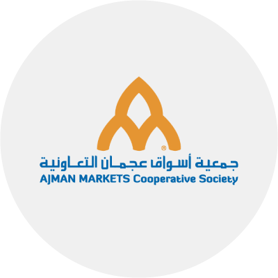 Ajman Markets logo highlighting top grocery partners for online grocery delivery and supermarket discounts on the Smiles app in the UAE.