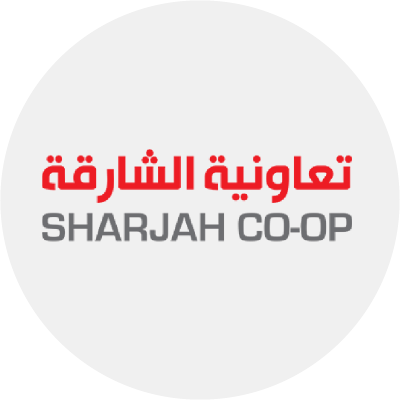 Sharjah Coop logo highlighting top grocery partners for online grocery delivery and supermarket discounts on the Smiles app in the UAE.