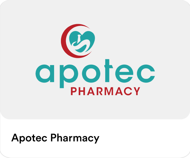 Apotec Pharmacy logo highlighting partner pharmacies for online medicine delivery, health essentials, and medical discounts on the Smiles app in the UAE.