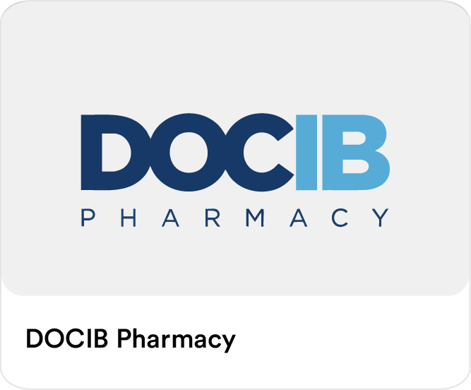 DOCIB Pharmacy logo highlighting partner pharmacies for online medicine delivery, health essentials, and medical discounts on the Smiles app in the UAE.
